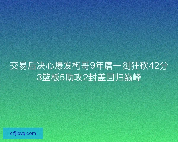交易后决心爆发枸哥9年磨一剑狂砍42分3篮板5助攻2封盖回归巅峰
