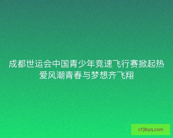成都世运会中国青少年竞速飞行赛掀起热爱风潮青春与梦想齐飞翔