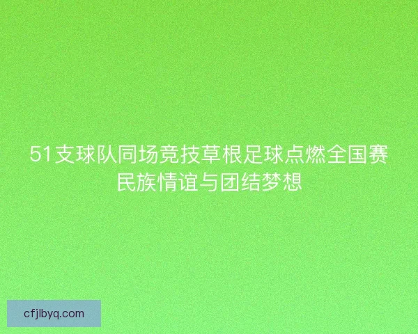 51支球队同场竞技草根足球点燃全国赛民族情谊与团结梦想